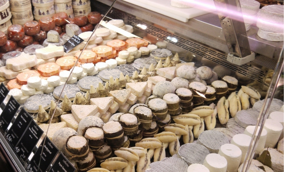 You can find all kinds of cheese at Cellerier at Les Halles De Paul Bocuse