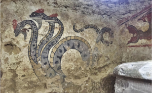 Etruscan Snake Demon in Tomb in Sarteano