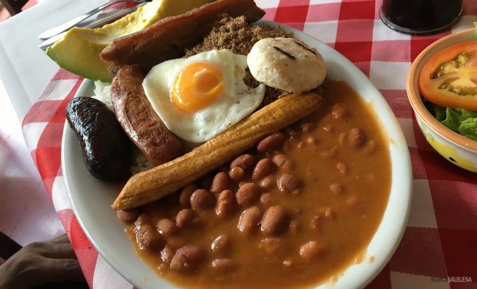 Colombian food includes Bandeja Paisa