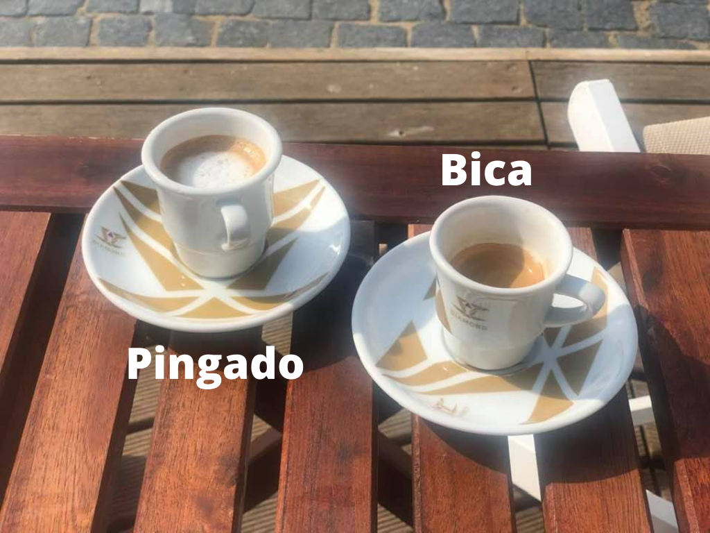 A Pingado coffee is an espresso topped with a dot of cold milk