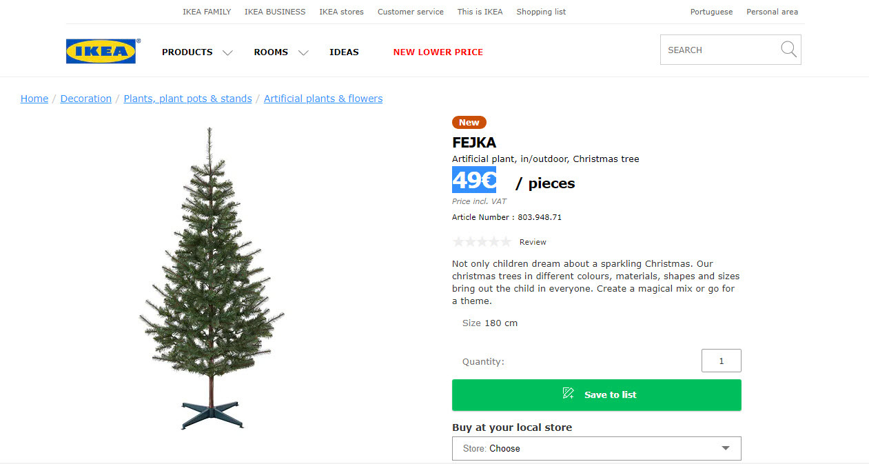 Buy your Christmas tree at Ikea in Lisbon