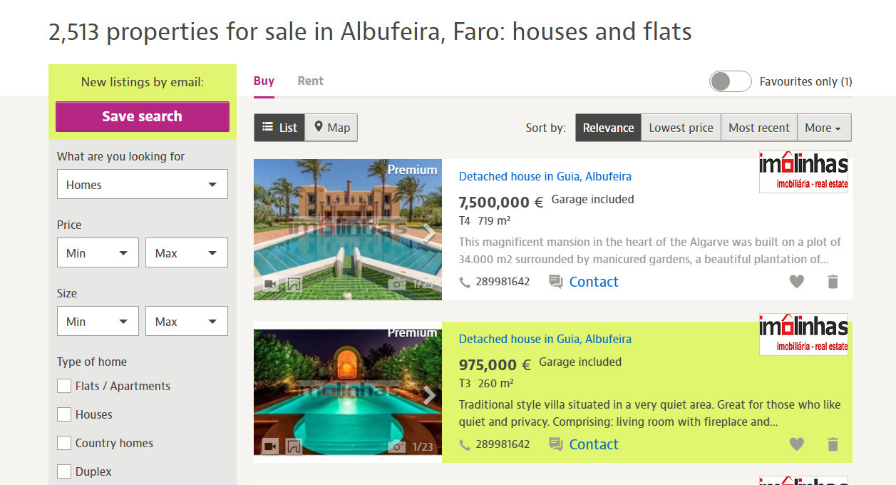 property for sale in the Algarve