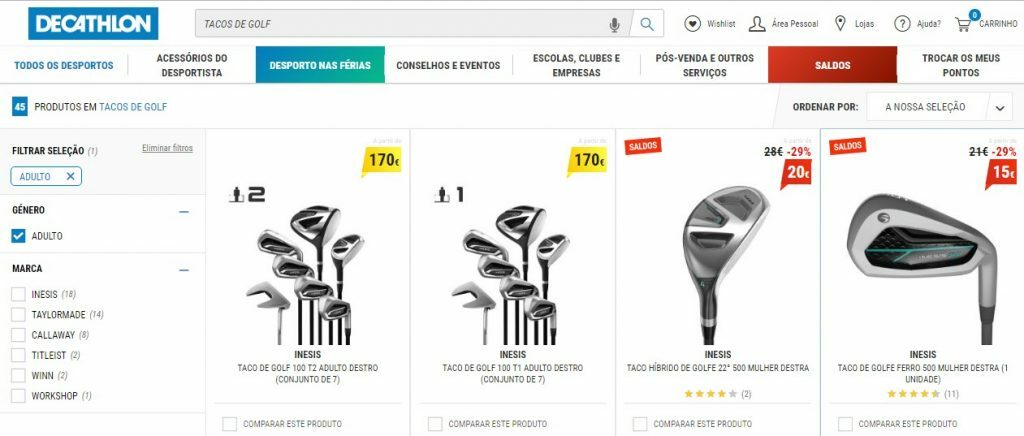 Decathlon is a store where you can find fairly priced good quality golf clubs in Lisbon.