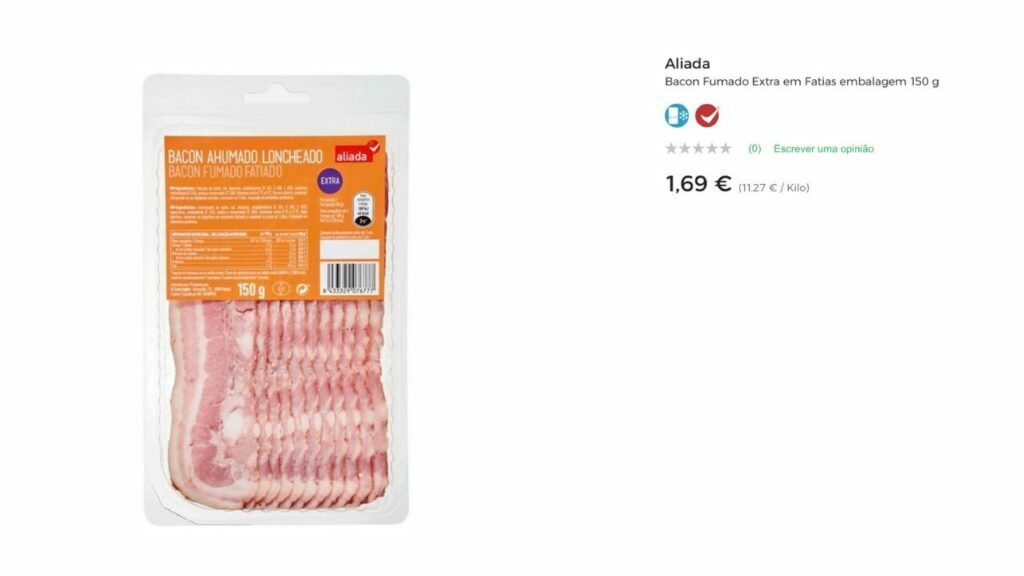 how much does bacon cost at El Corte Ingles in Portugal