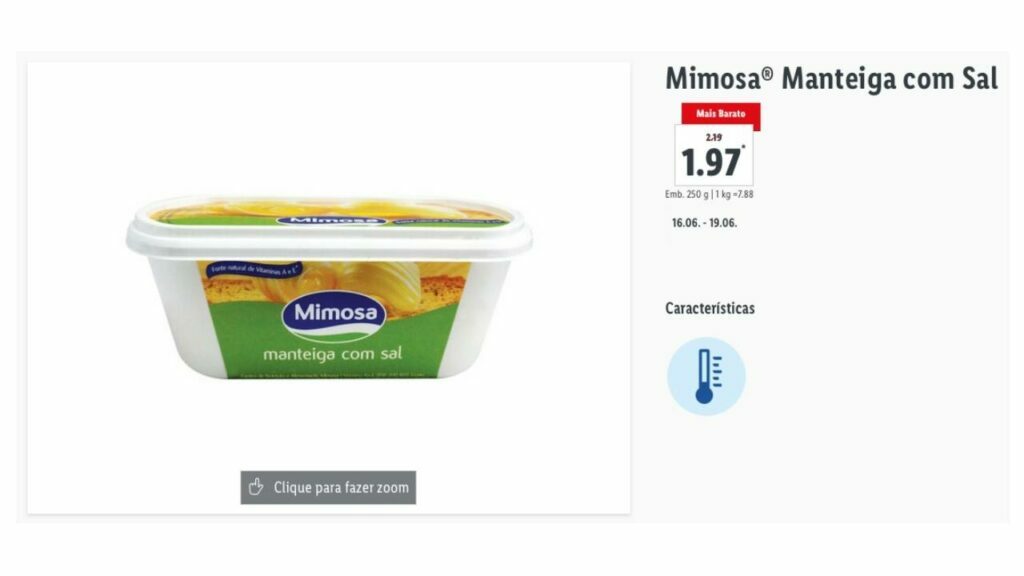 what is the price of butter at Lidl in Portugal