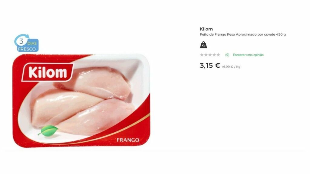 how much does chicken breast cost at El Corte Ingles in Portugal