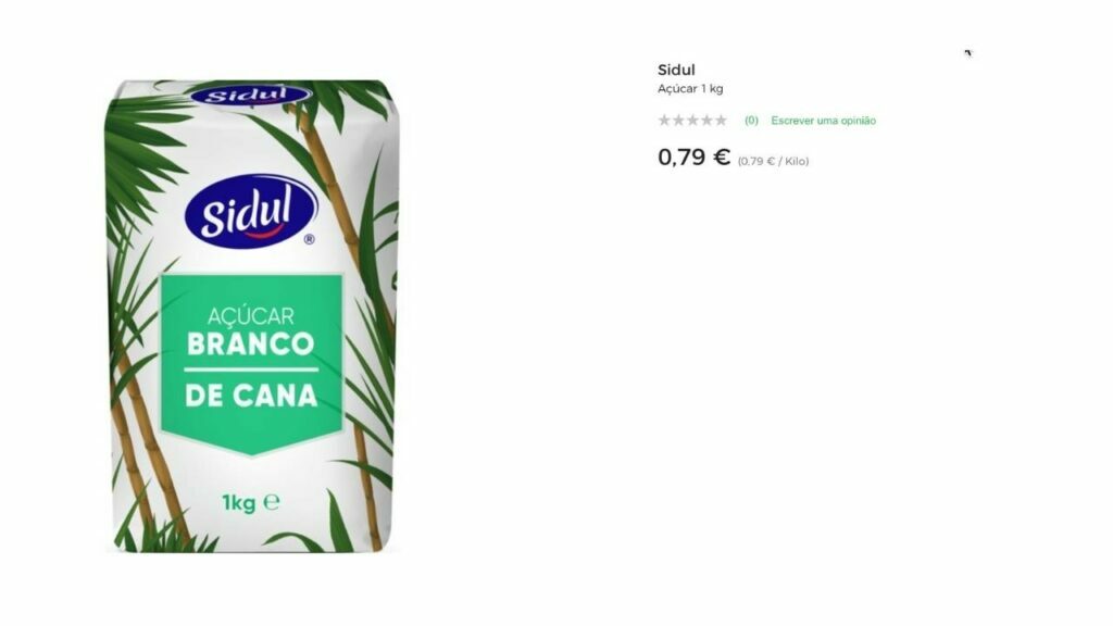 how much does sugar cost in Portugal at El Corte Ingles