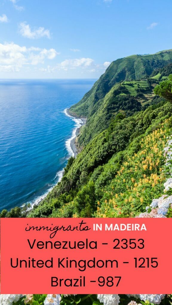 The top 3 countries that immigrate to Madeira are Venezuela, the UK, and Brazil